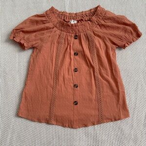 Peach Button-Down Blouse